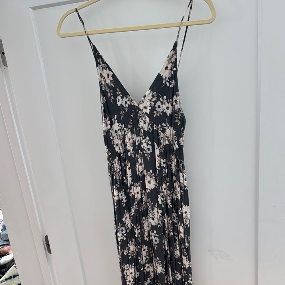 Black and White Maxi Sundress with Spaghetti Straps